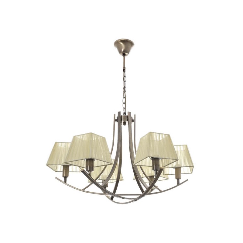 Lámpara Indiana 6 x E14 beis/cuero Fabrilamp